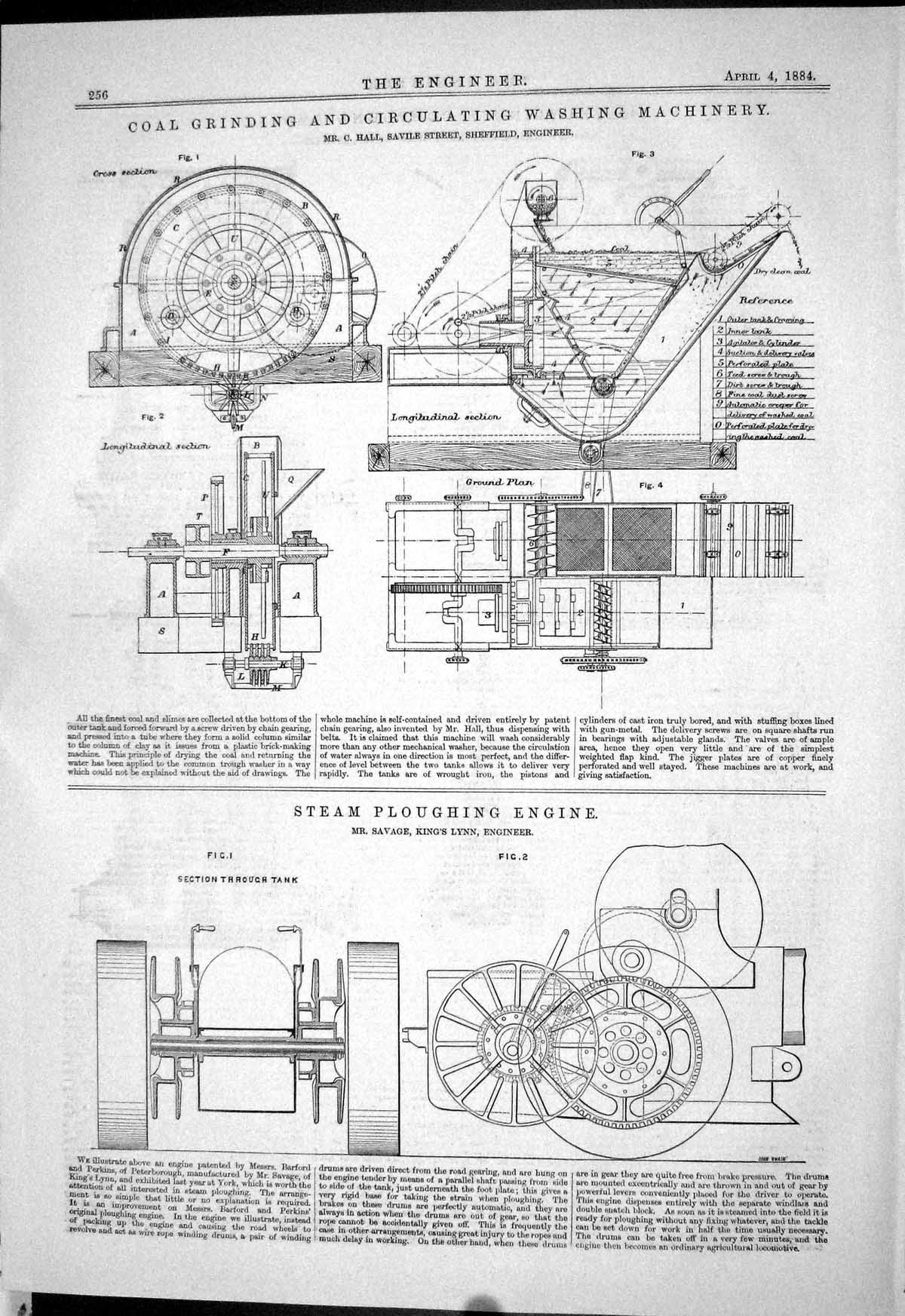 Old 1884 Coal Grinding Washing Machinery Hall Savage Ploughing Engine Victorian
