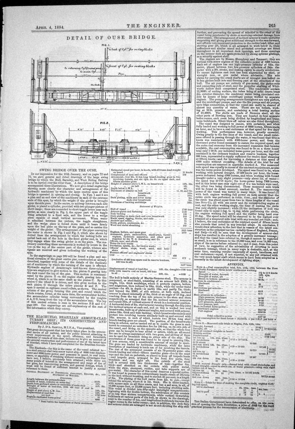 Old Engineering 1884 Details Ouse Swing Bridge Central Pier Diagrams Victorian