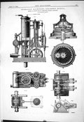 Old Engineering 1884 Hydraulic Machinery Steam Ship Quetta Brown Glas Victorian