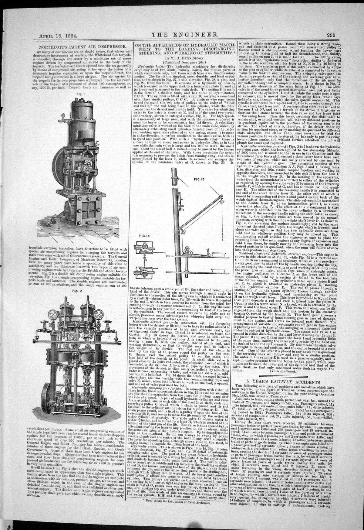 Old Northcott Patent Air Compressor Engineering 1884 Hydraulic Machin Victorian