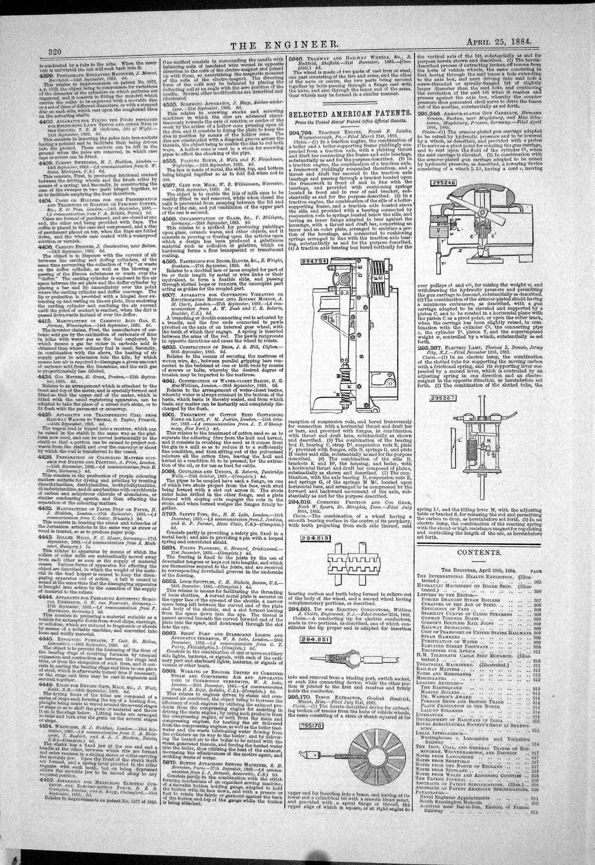 Antique Old Print 1884 American Patents Hendrick Landus Herman Gruson Dennis