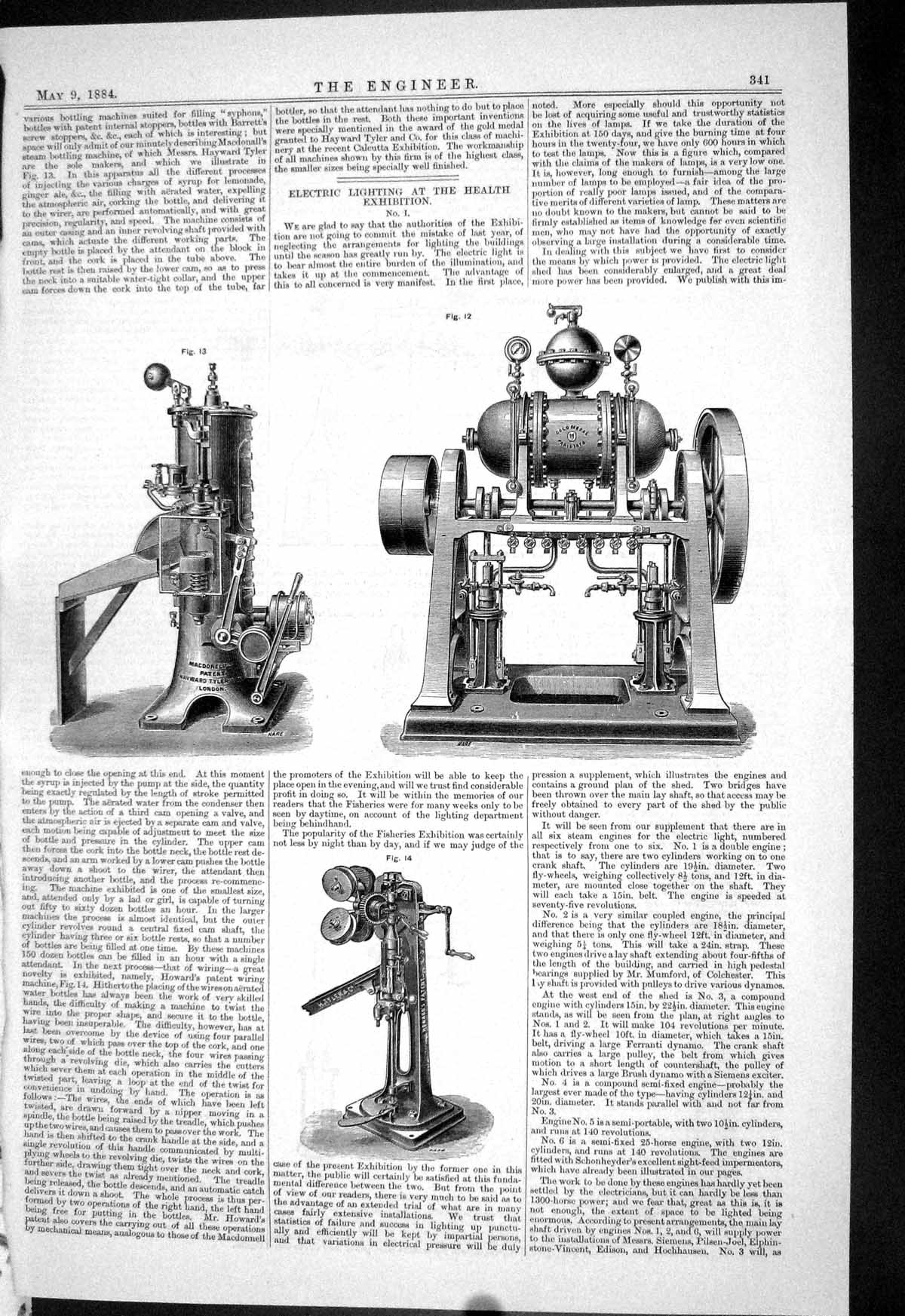 Old Engineering 1884 Macdonell Patent Hayward Tyler Electric Light Pa Victorian
