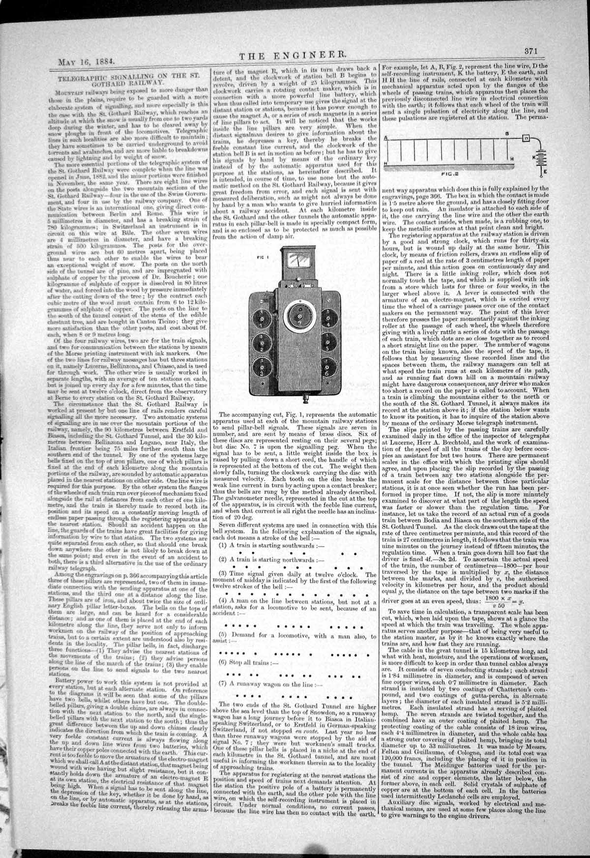 Old Engineering 1884 Telegraphic Signalling St. Gothard Mountain Rail Victorian