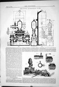 Old Print Engineering 1884 Roux Hydraulic Pump Regulator Condenser Steam 19th