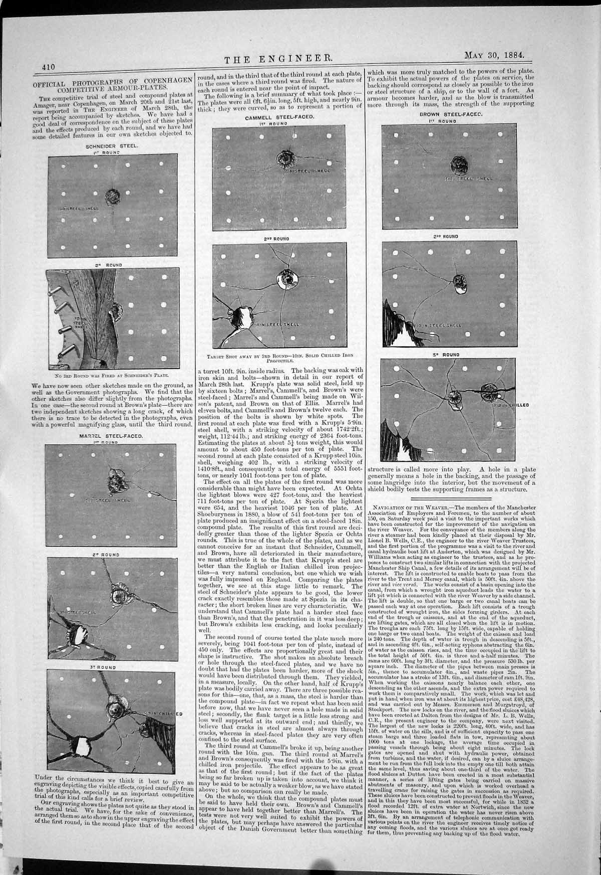 Antique Print 1884 Copenhagen Competitive Armour Plates Marrel Steel-Faced 19th