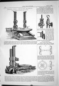 Old Print 1884 Boiler Shell Drilling Machine Campbells Hunter Rope Pulley 19th