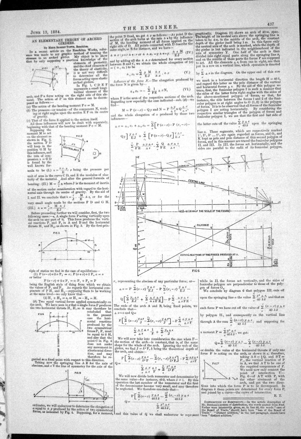 Antique Print 1884 Elementary Theory Arched Girders Totth Machinery Colman 19th