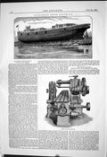 Antique Print Launching Ships Sideways Wheeler 1884 84-Inch Milling Machine