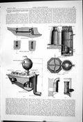 Old Print 1884 Machinery International Health Exhibition Hughes Lancaster 19th