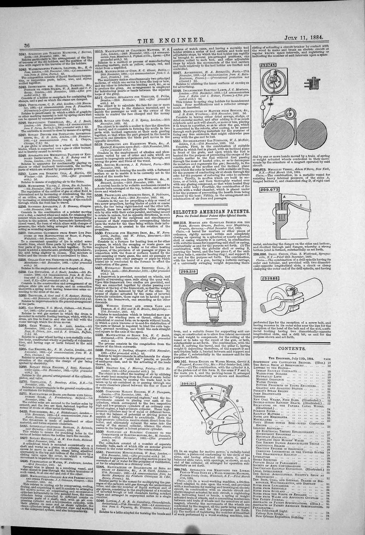 Old *6068 American Patents Mortar Globular Shield Gruson Steam Engine