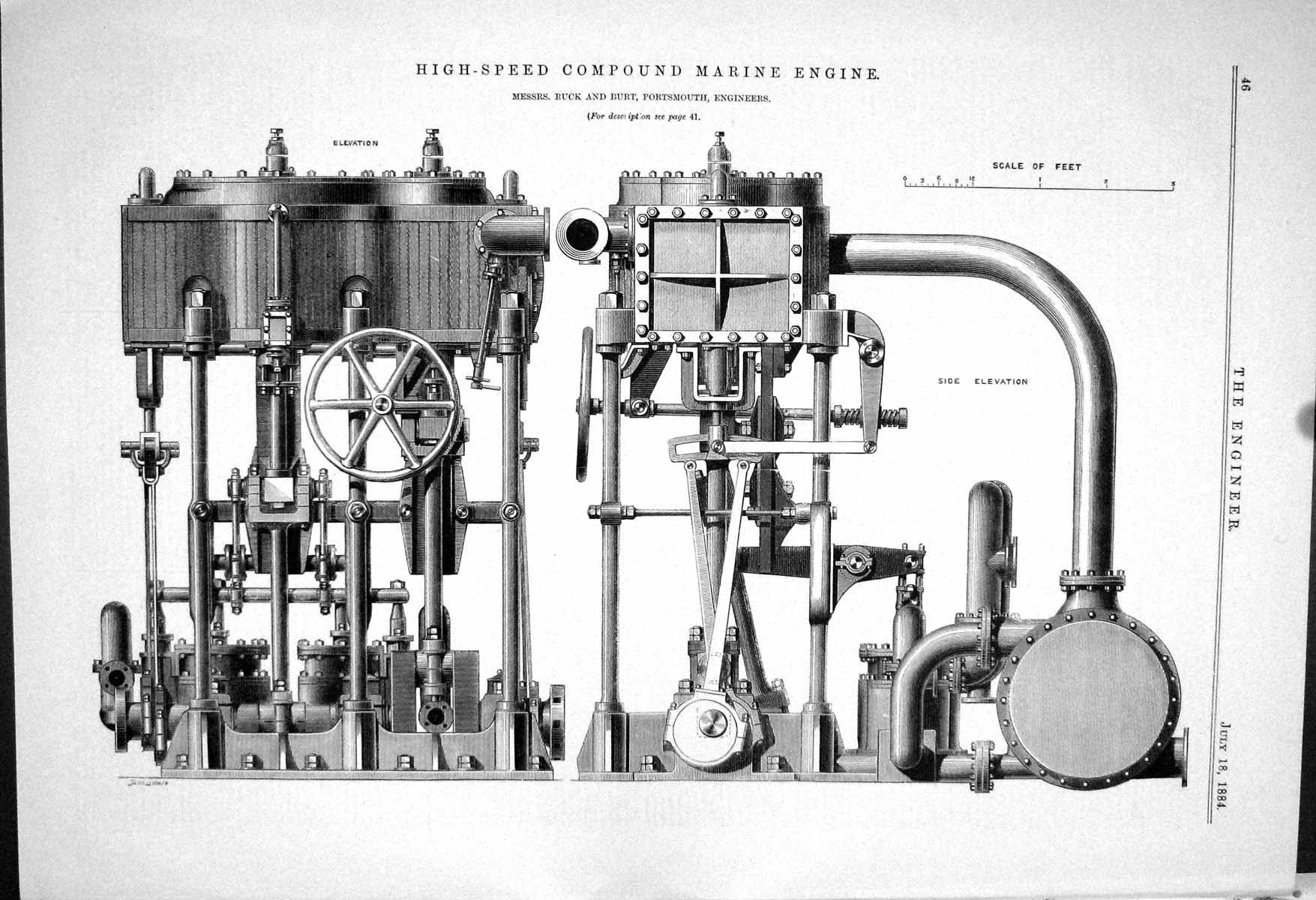Old High-Speed Compound Marine Engine Ruck Burt Portsmouth 1883 Swain Victorian