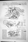 Old Print *6260 Sheaf-Binding Reaping Machine Howard 1883 String-Binding