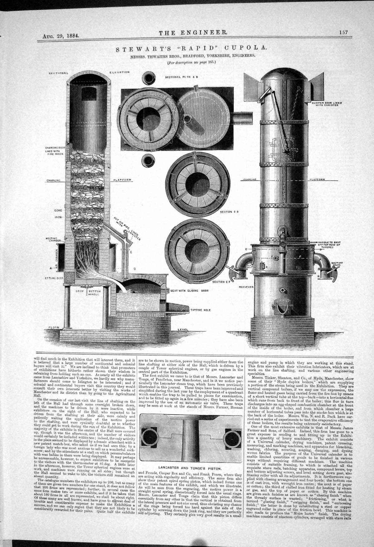 Old Stewart Rapid Cupola Thwaites Yorkshire Bradford Tonge Piston 188 Victorian