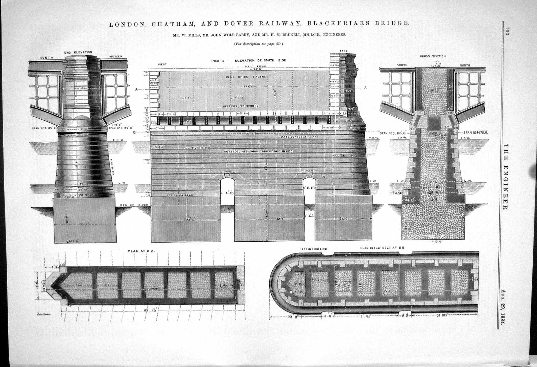 Old *6206 London Chatham Dover Railway Blackfriars Bridge Mills Brune