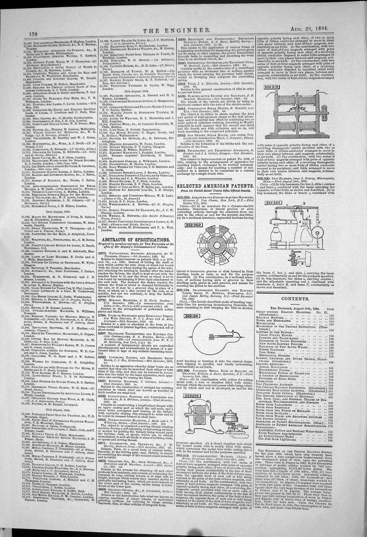 Old Print 1883 American Patents Armature Choate Van Incandescent Filament 19th