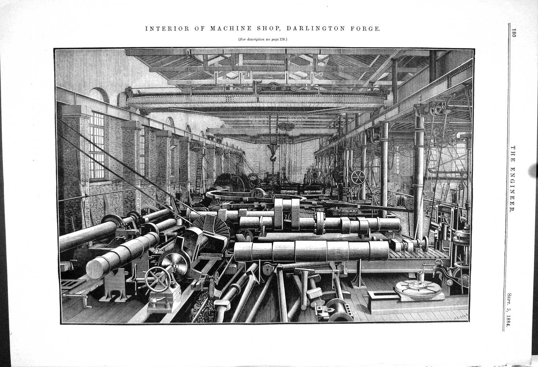 Old *6198 Interior Machine Shop Darlington Forge Illustration Cole 18