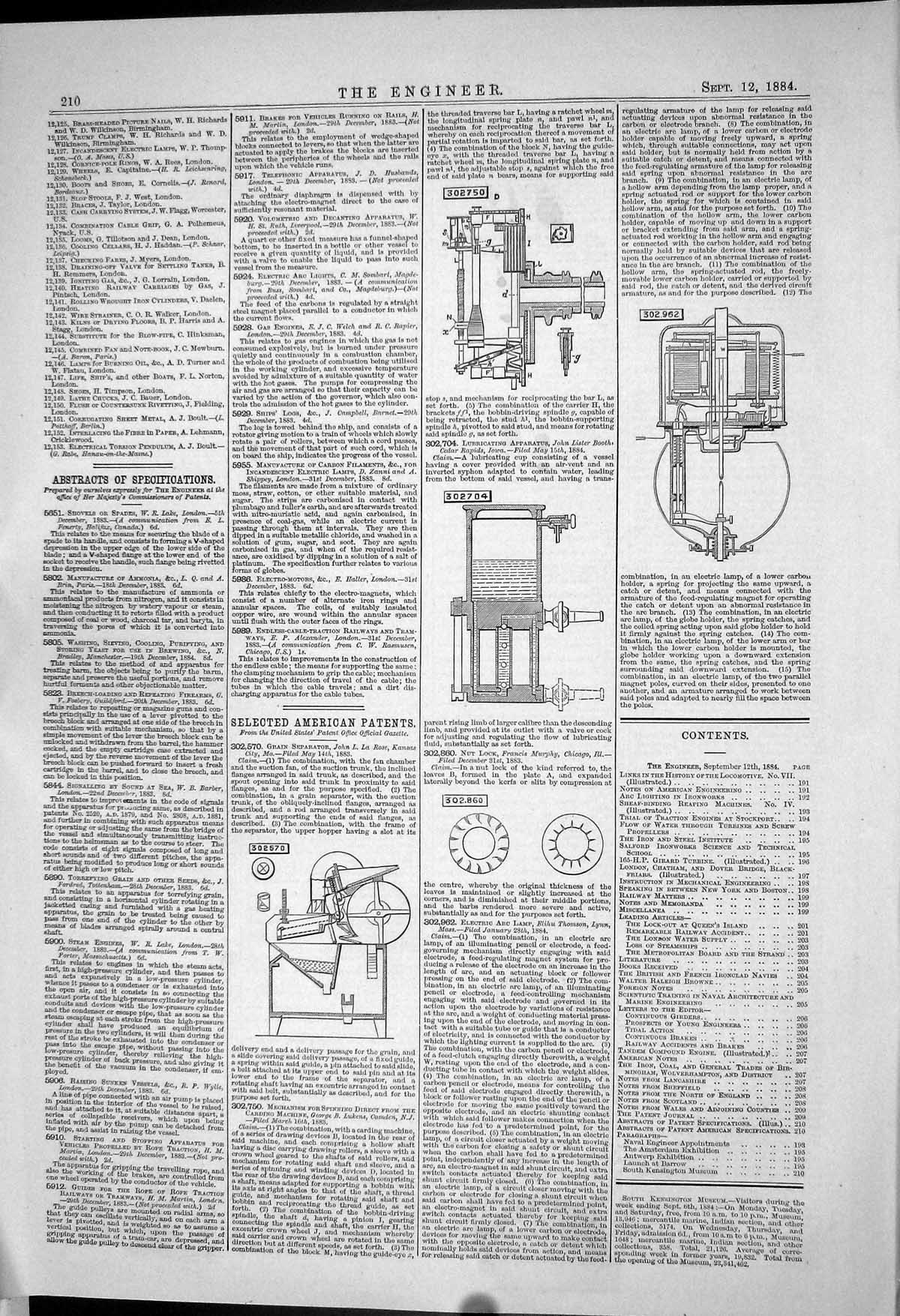 Old *6062 American Patents Grain Separator Rose Lukens Booth Nut Lock