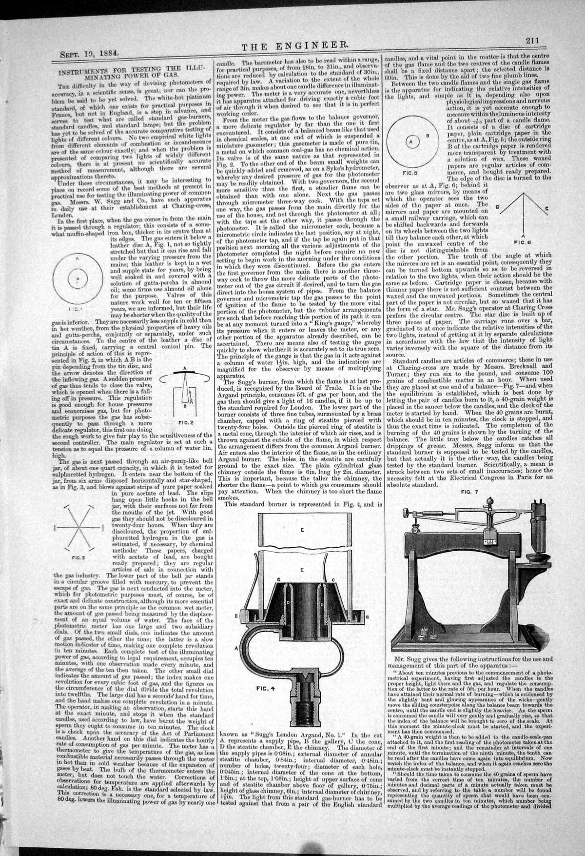 Antique Print *6196 Illuminating Power Gas Testing Instruments Burner 1883