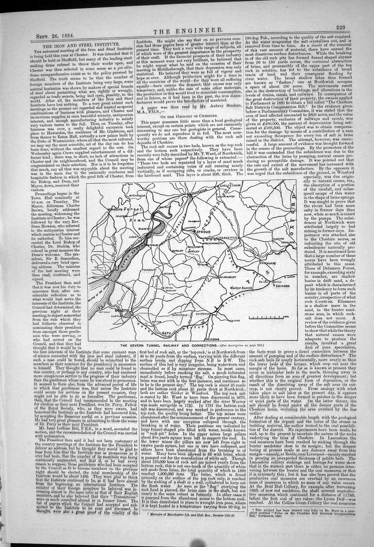 Old *6170 Geology Cheshire 1883 Severn Tunnel Railway Connections Iro