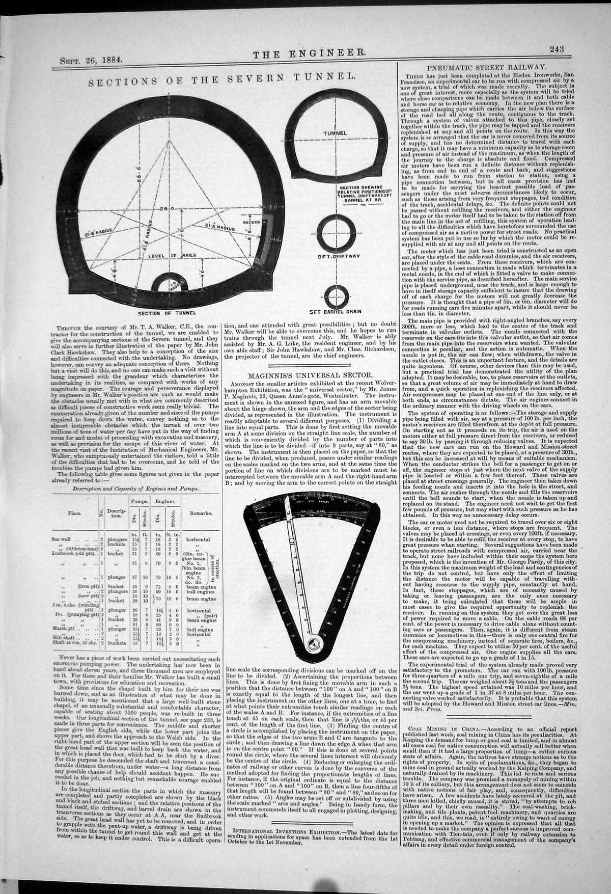 Old *6254 Sections Severn Tunnel 1883 Pneumatic Street Railway Maginn