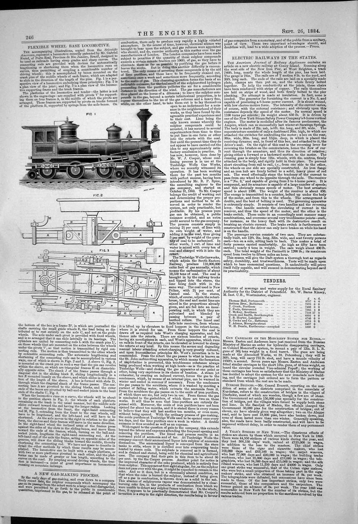 Old *6168 Gas-Making 1883 Flexible Wheel Base Locomotive Electric Rai