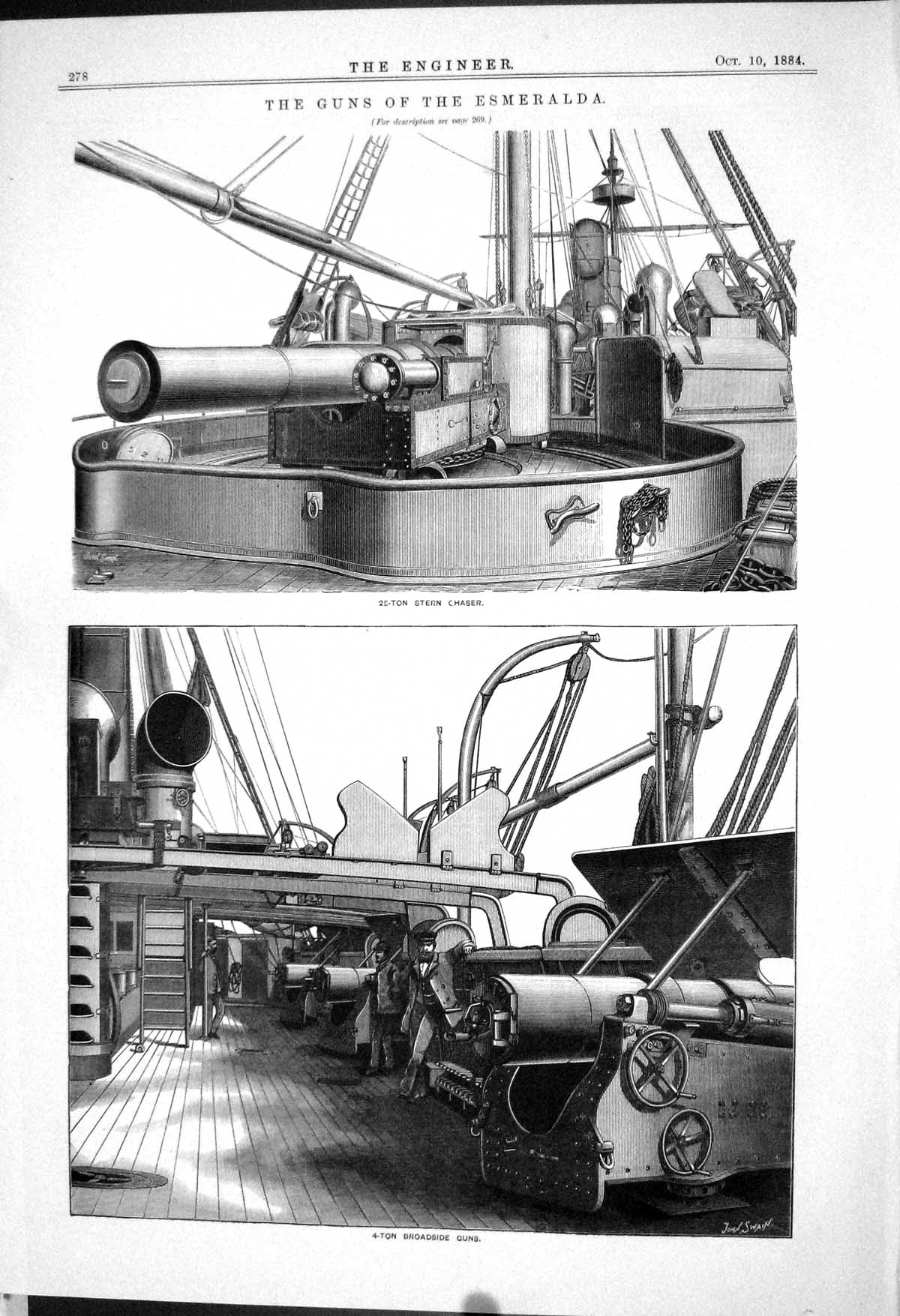 Old *6178 Guns Esmeralda 1883 Stern Chaser Broadside 25Ton John Sw