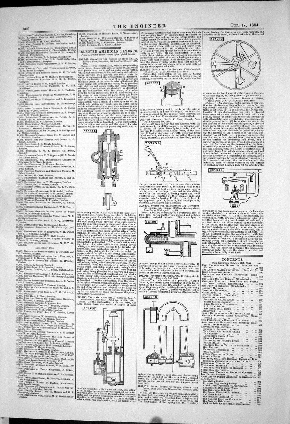 Old American Patents Steam Engine Valve Gear Carricaburu Uren Snow 18 19th
