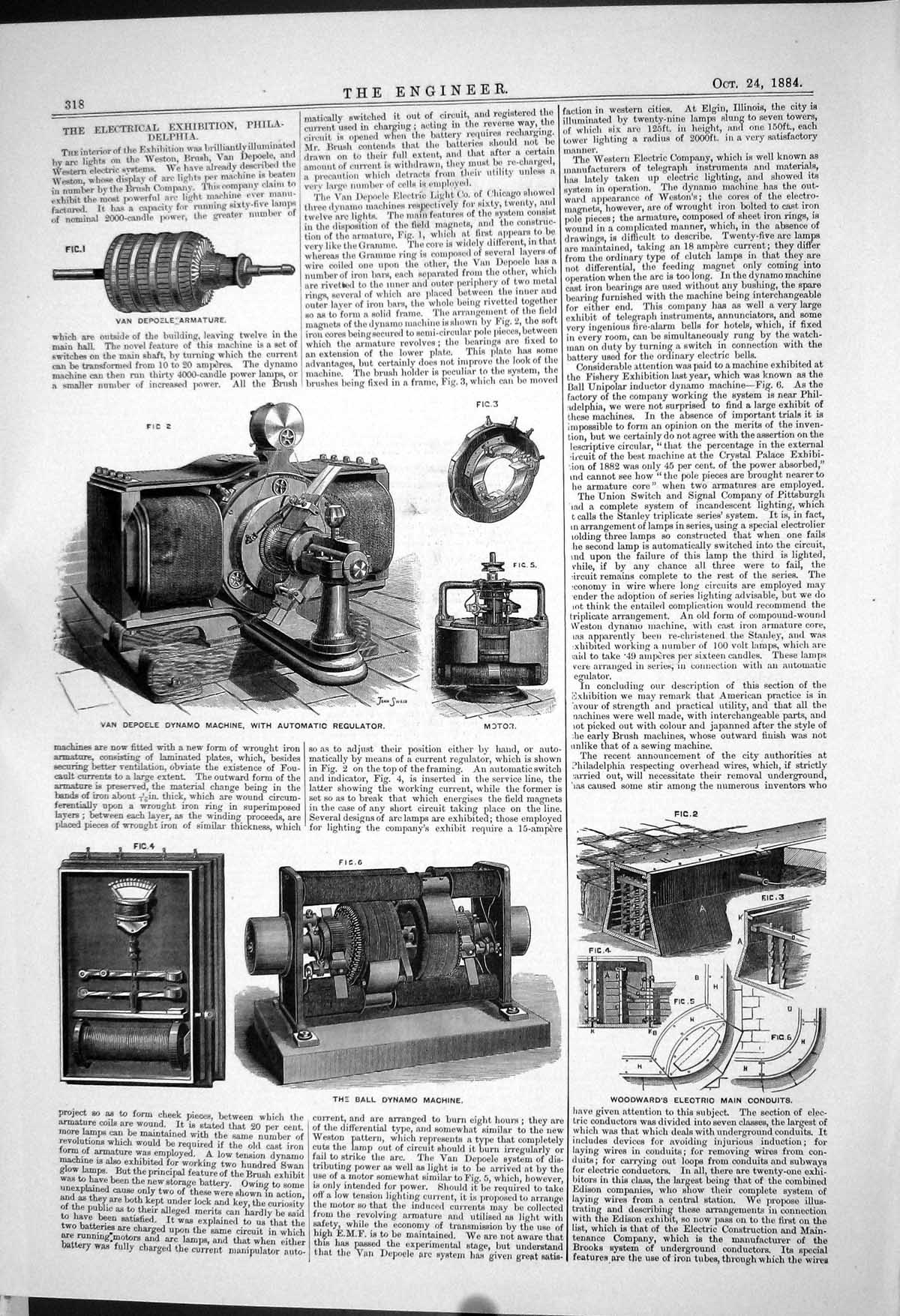 Old Electrical Exhibition 1883 Philadelphia Van Depoele Dynamo Machin Victorian