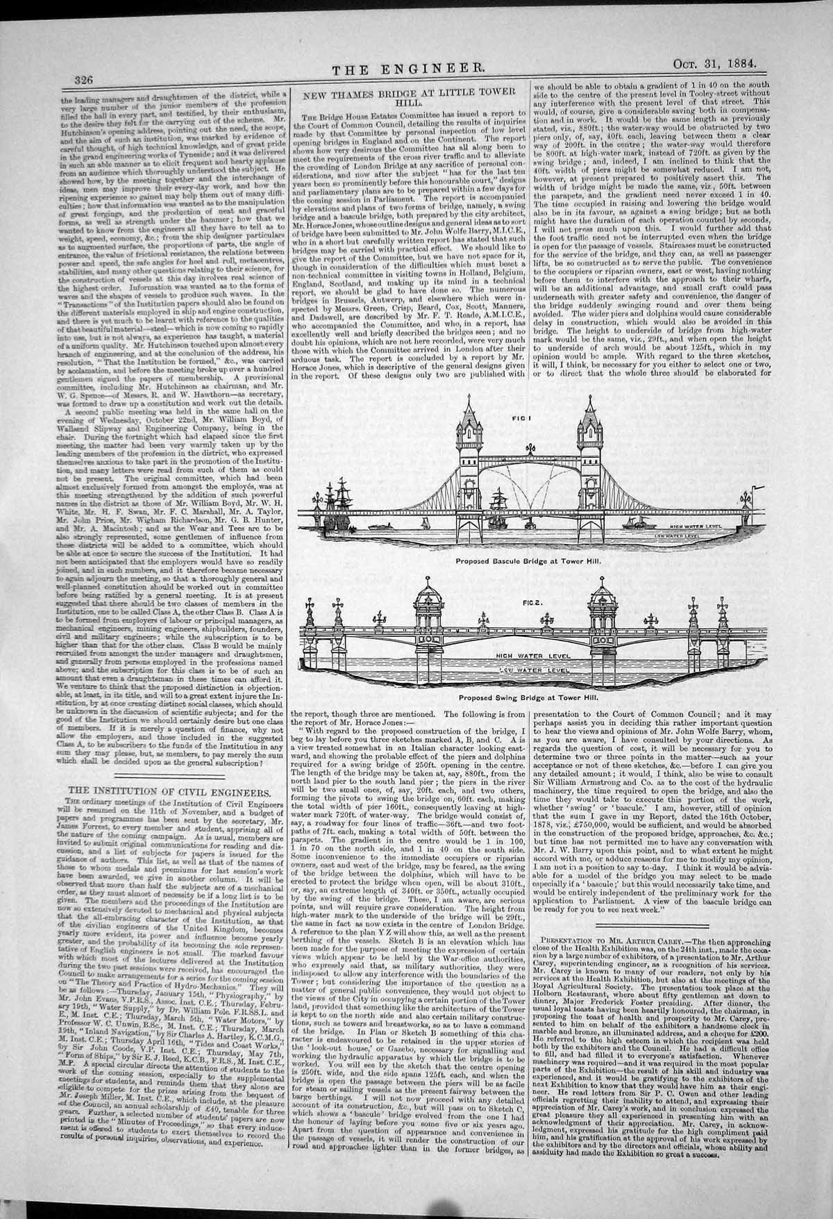 Old 1883 Civil Engineers Swing Bridge Tower Hill Bascule Thames Propo Victorian