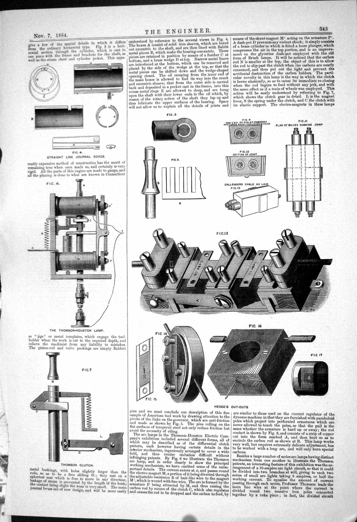 Old *6292 Thomson Clutch Lamp Boxes Hedge Cut-Outs Straight Line 1883