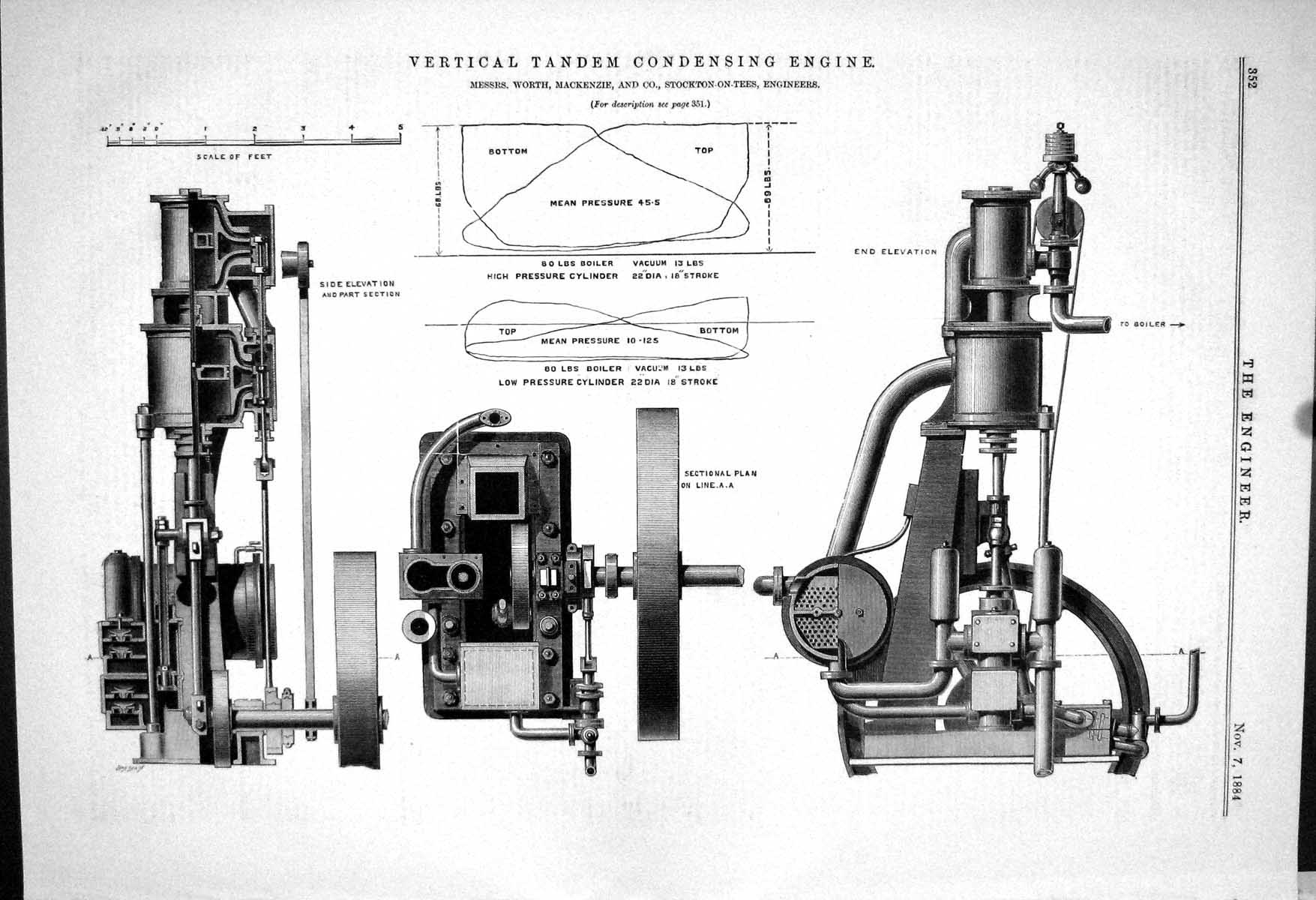 Old *6214 Mackenzie Stockton-On-Tees 1883 Vertical Tandem Condensing