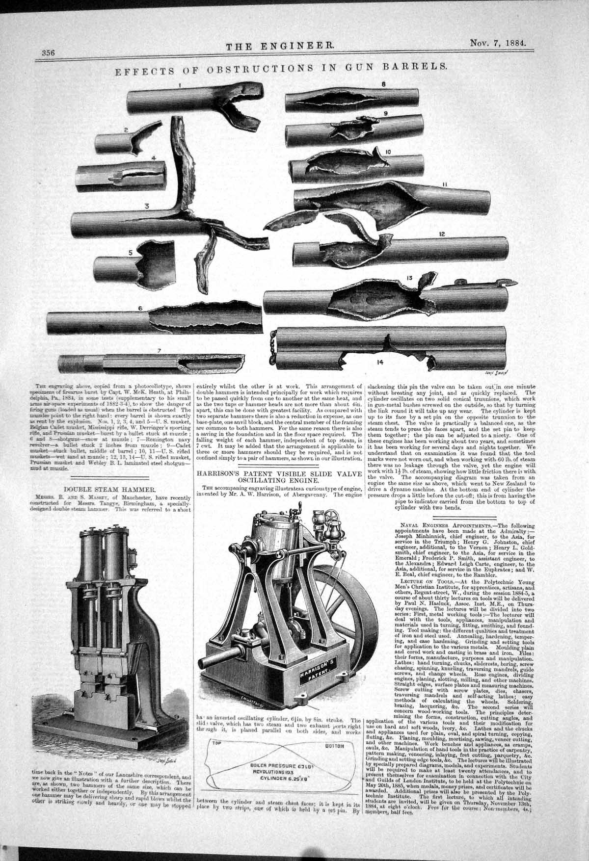 Old *6238 Obstructions Gun Barrels Effects Harrison Steam Hammer Doub