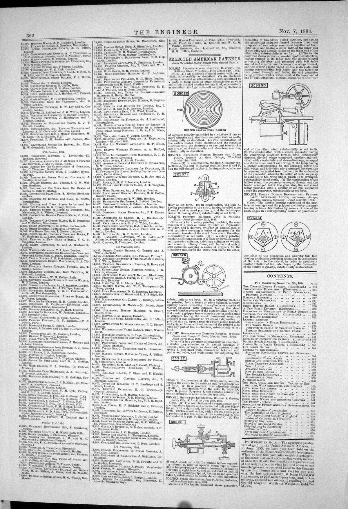 Old Print American Patents Electric Battery Shaw 1883 Ing Machine Hawkins 19th