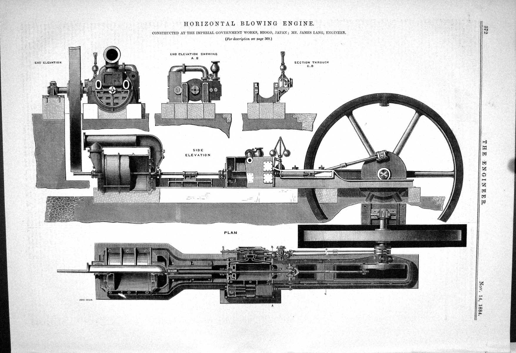 Old *6122 1883 Horizontal Blowing Engine Government Japan Lang Hiogo