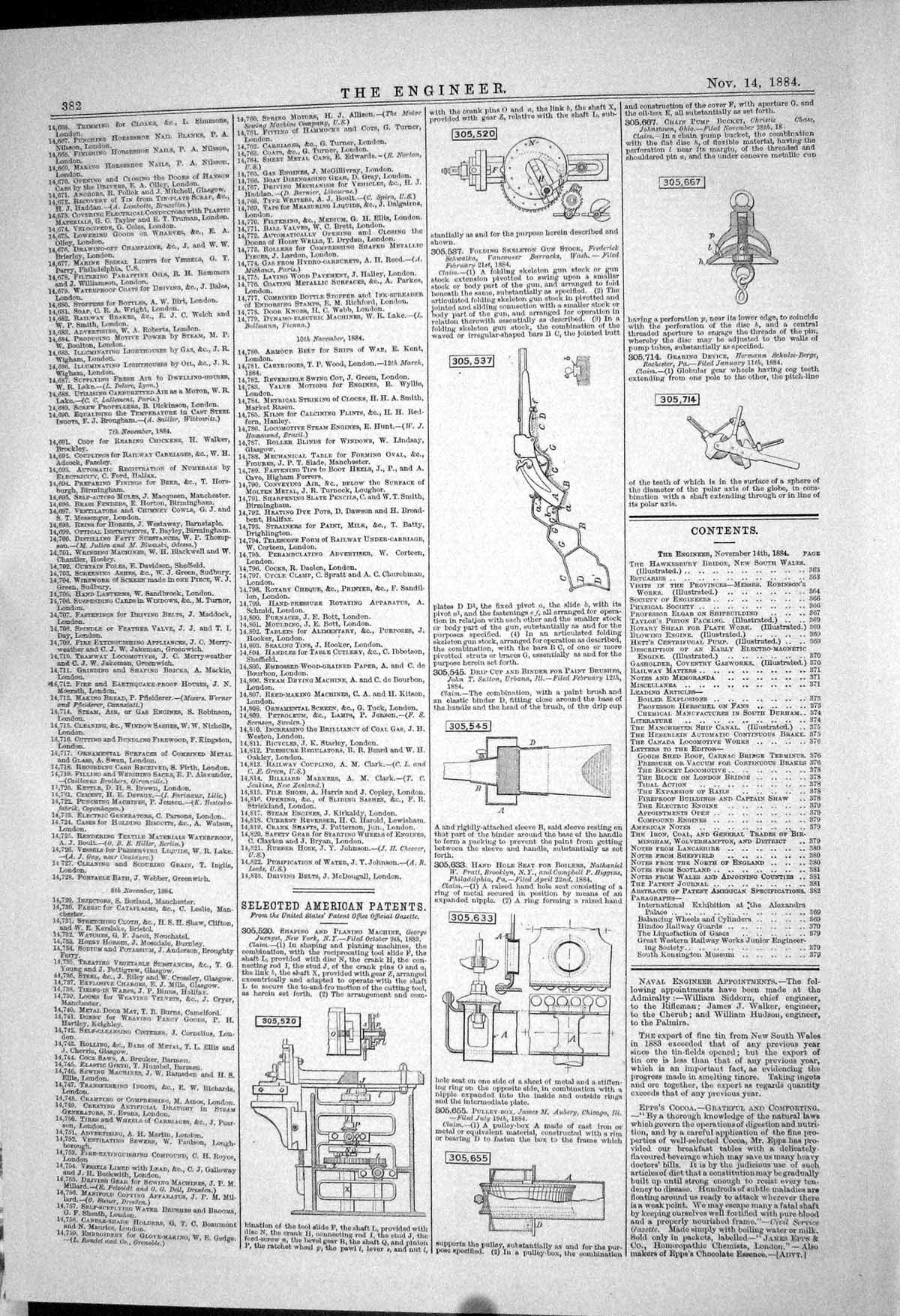 Old 1883 American Patents Shaping Planning Machine Juengst Aubery Pra Victorian