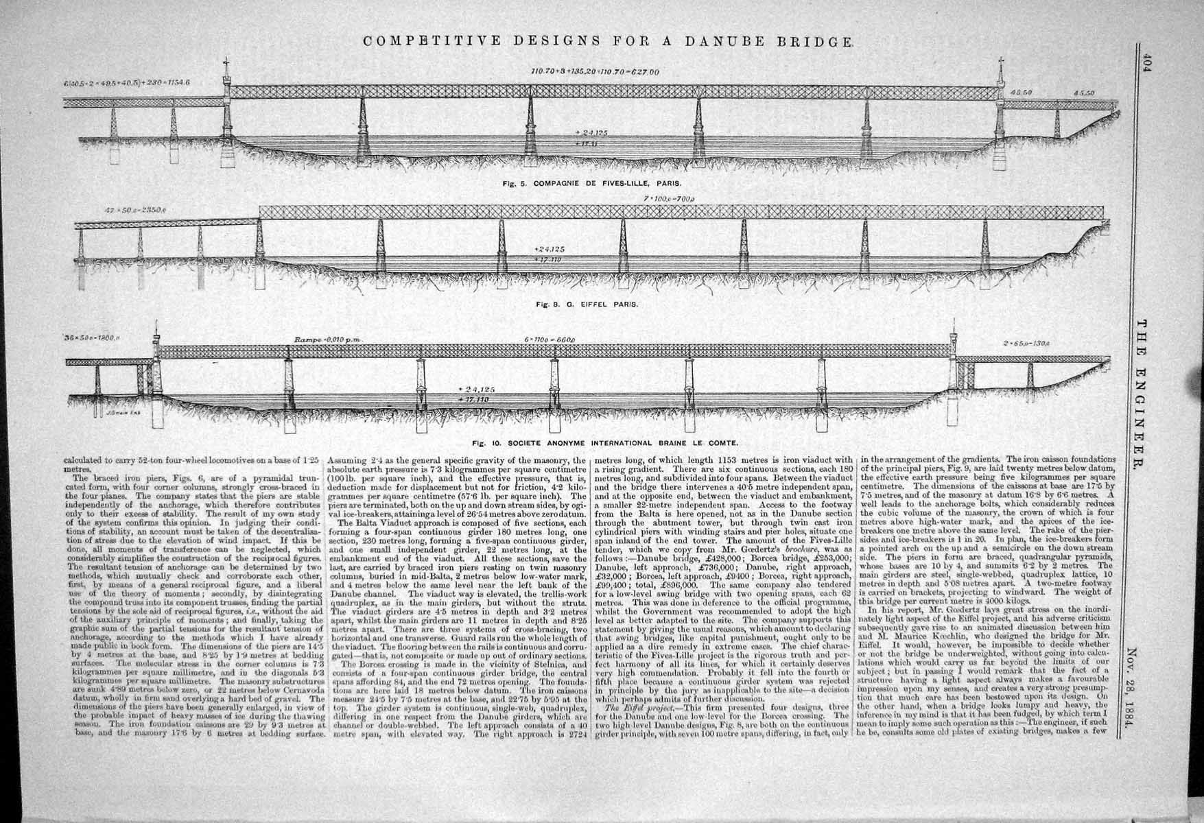 Old *6082 Braine Comte Eiffel 1883 Competitive Designs Danube Bridge