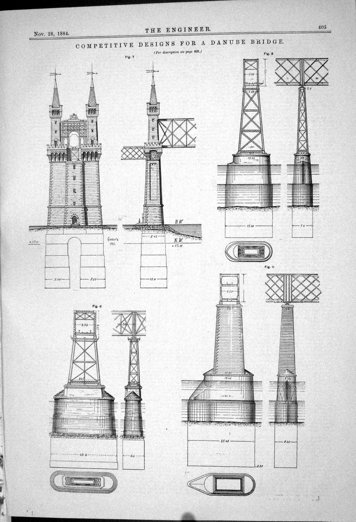 Old *6094 Designs Danube Bridge Competitive Boiler Explosion 1883 Ste