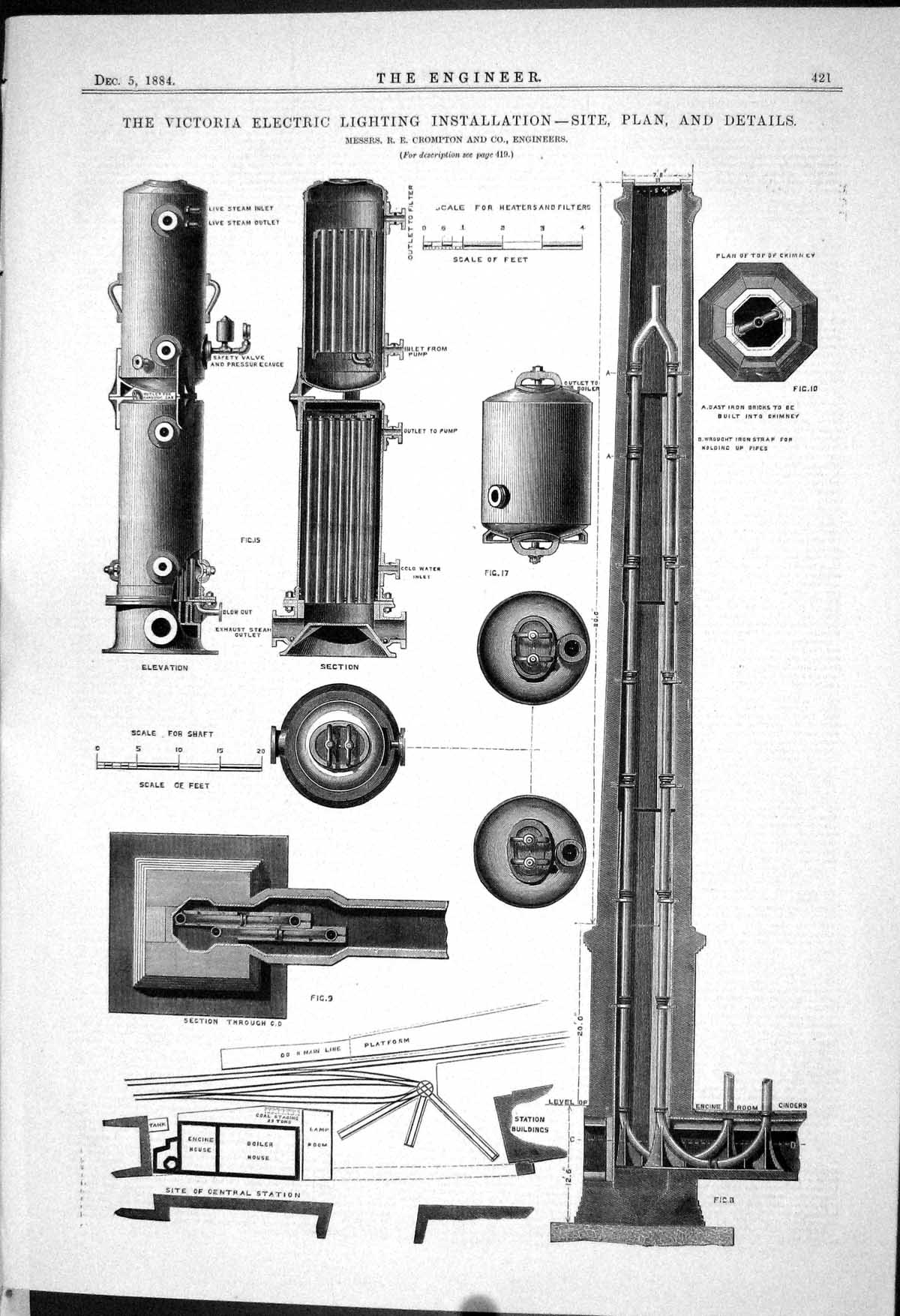 Old *6150 Site Plan Details 1883 Electric Lighting Installation Cromp