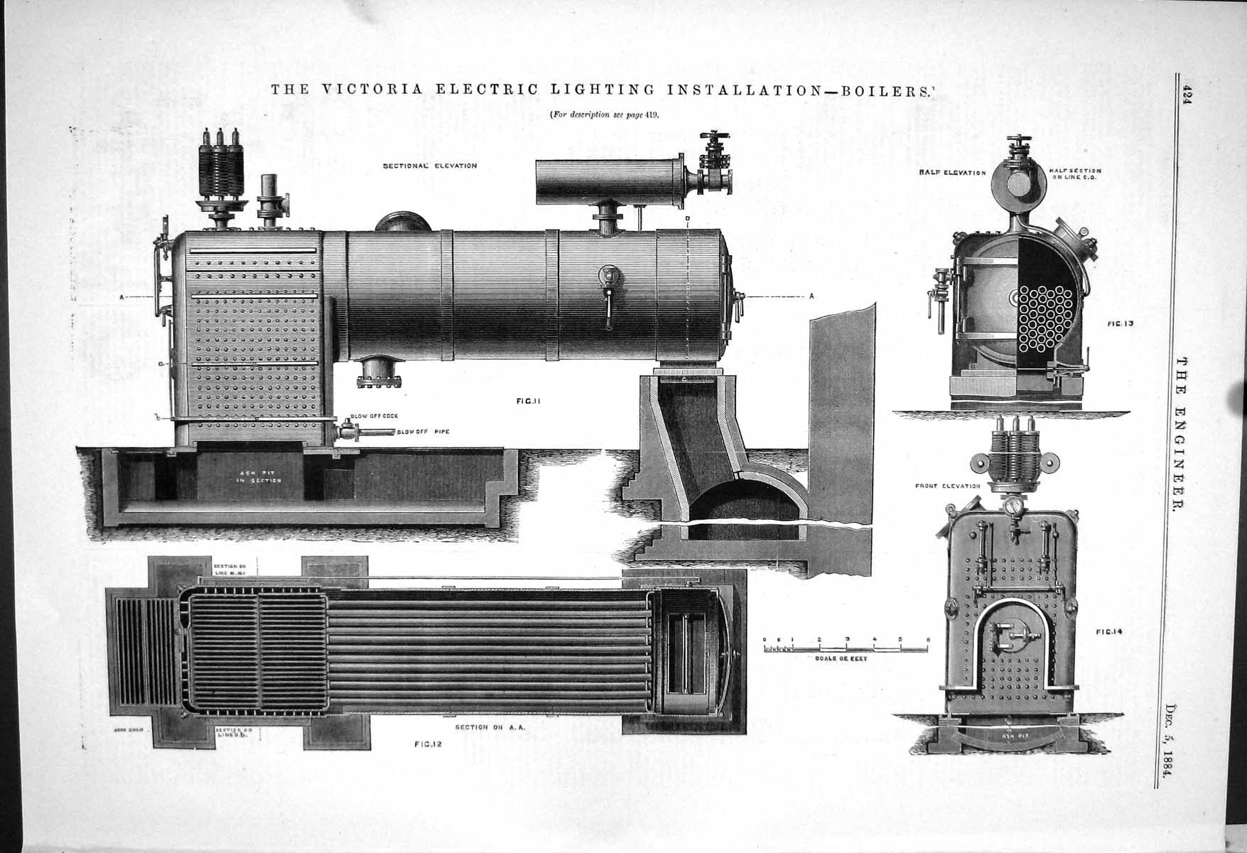 Old Print Victoria Electric Lighting Installation Details 1883 John Swain 19th