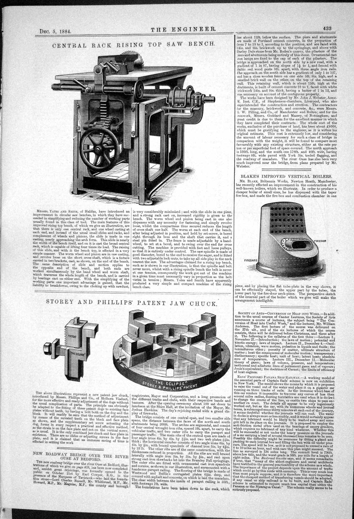 Old *6250 Saw Bench Jaw Chuck Boilers Roadway Bridge 1883 Friction Ex