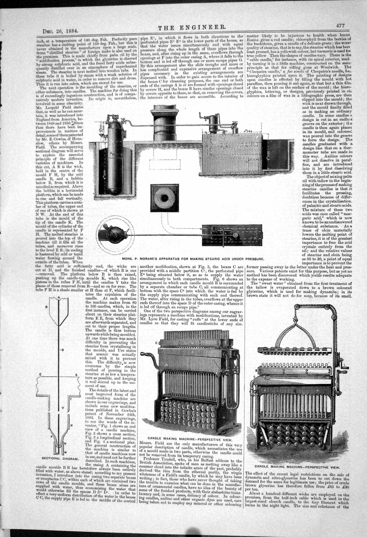 Old *6098 Diagrams Messrs Works Machinery 1883 Candle Moulding John S