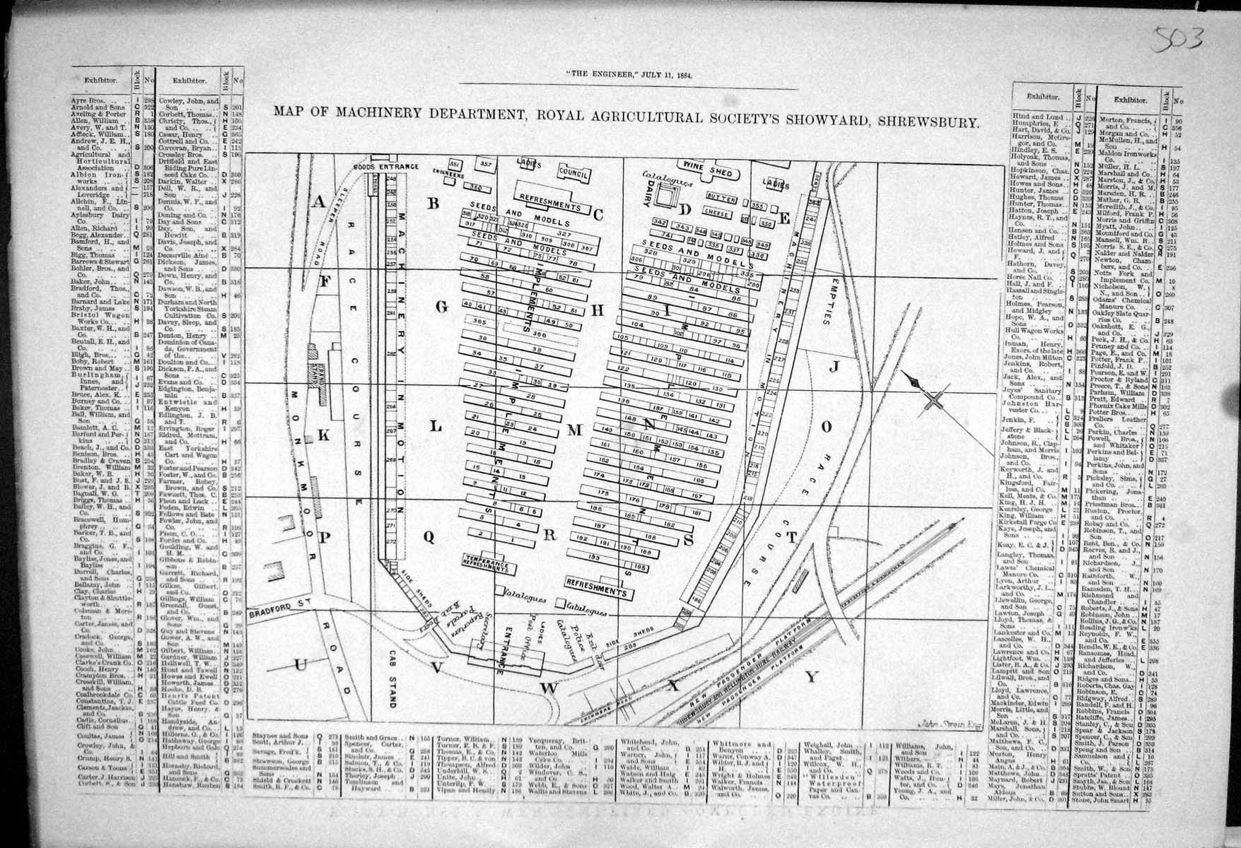 Old *6128 1883 Map Machinery Department Royal Agricultural Showyard S