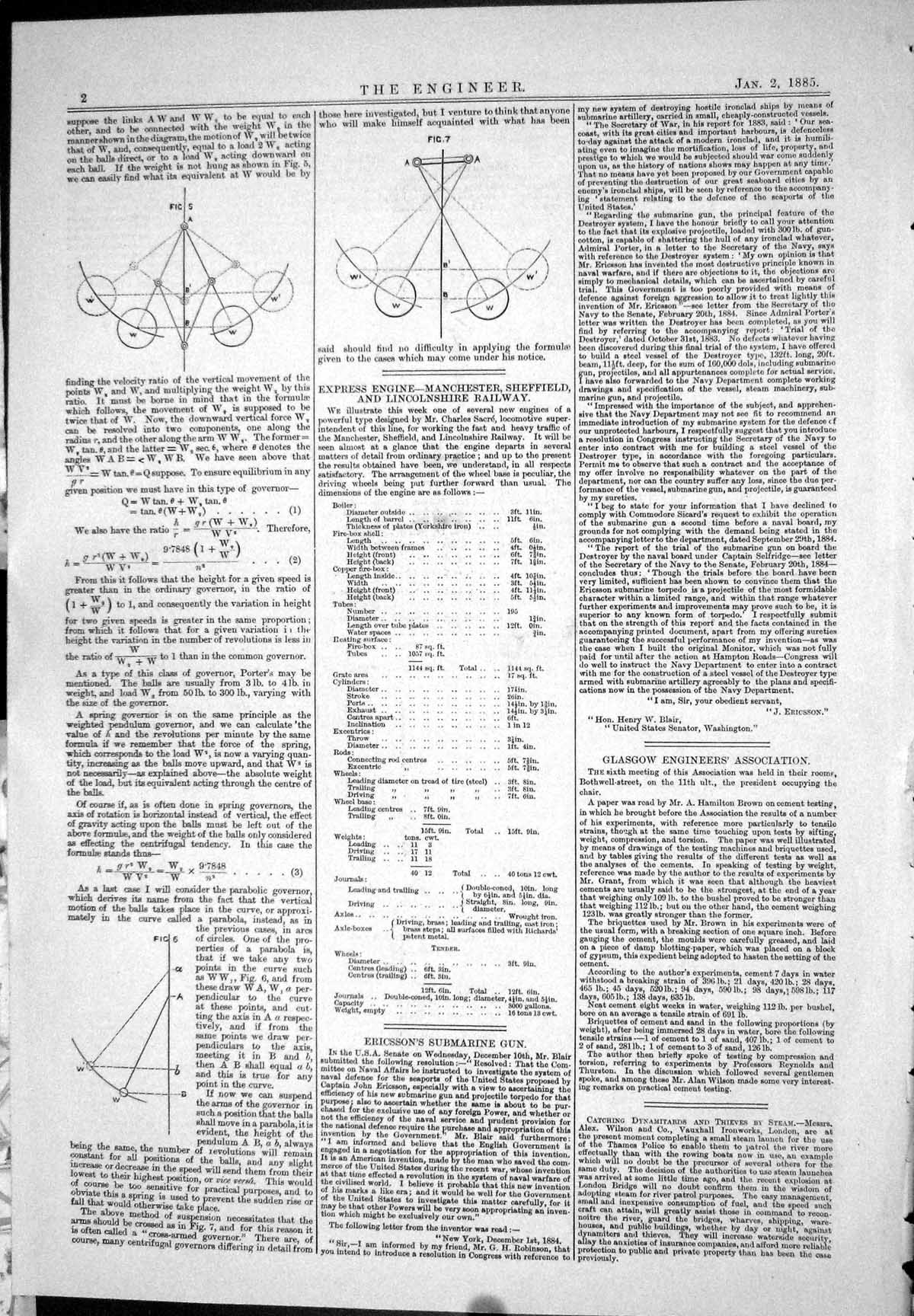 Antique Old Print Engineering 1885 Diagrams Theory Governors Forest Brunton