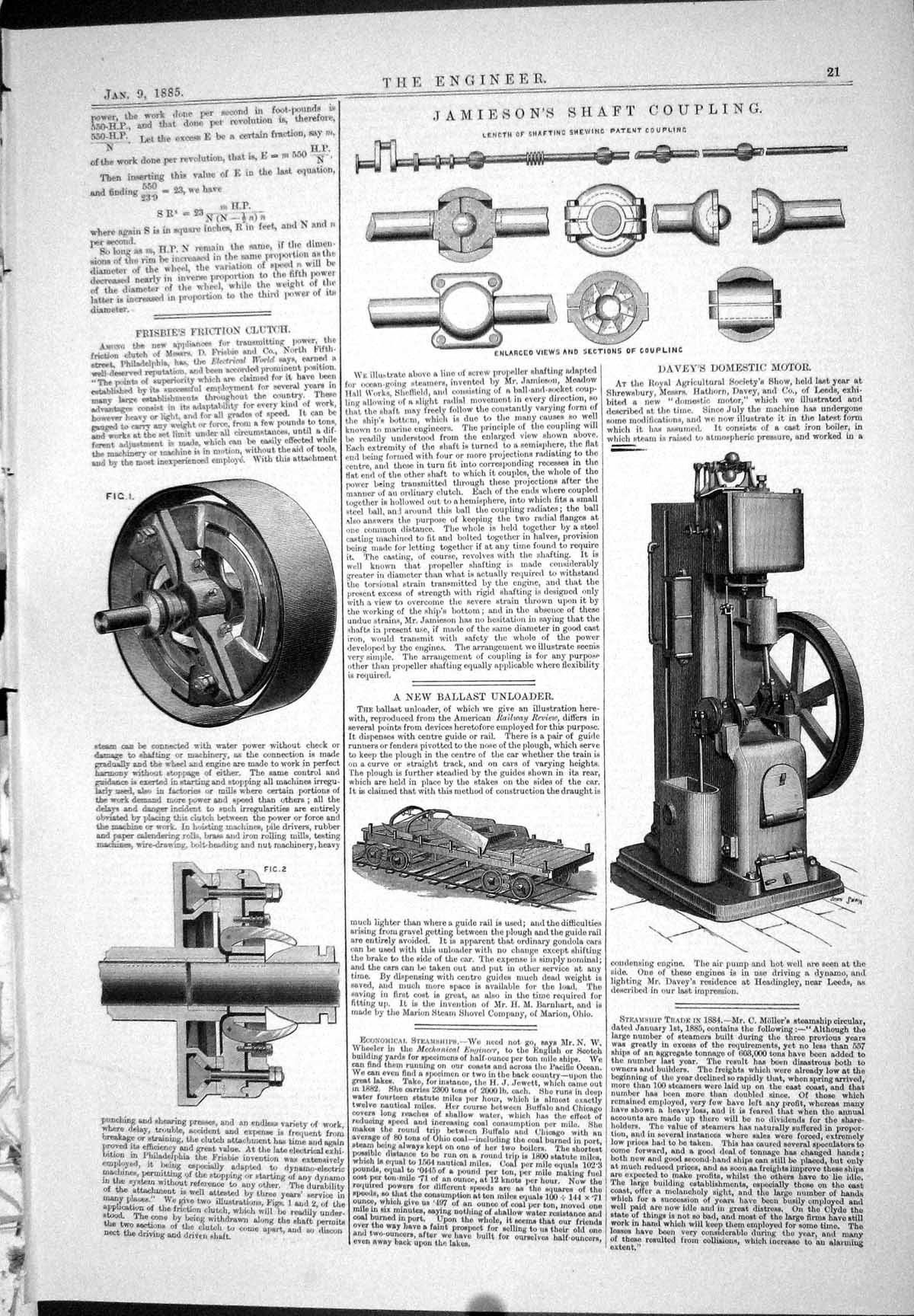 Old 1885 Jamieson Shaft Coupling Davey Domestic Motor Ballast Unloade Victorian