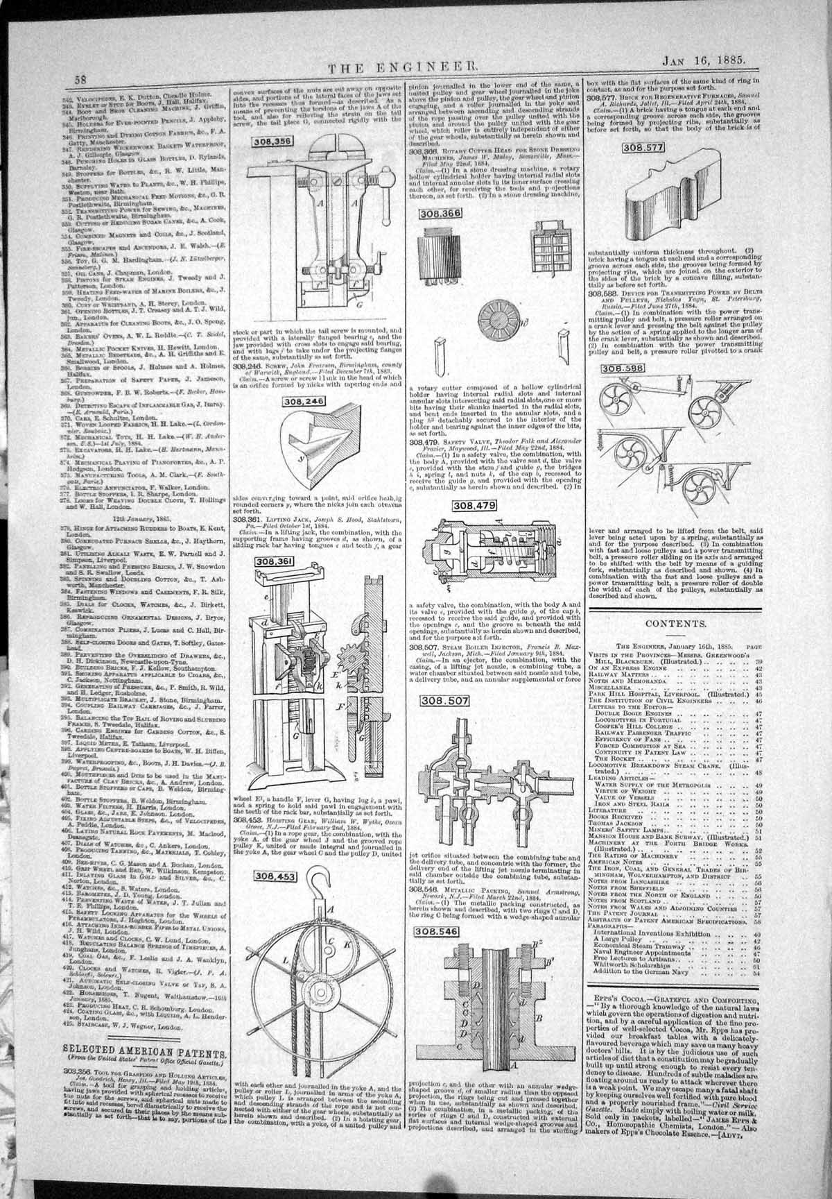 Old American Patents 1885 Jack Hood Wythe Hoisting Gear Frazier Samue Victorian