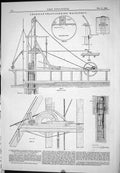 Antique Print 1885 American Shaft-Sinking Machinery Mills Plan Floor Drift 19th