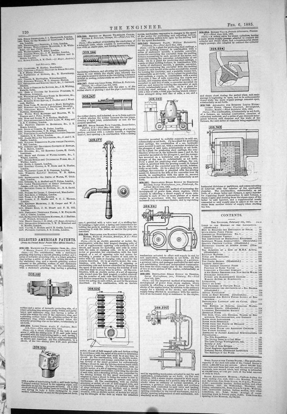 Antique Print American Patents 1885 Bleveney Hartford Hainsworth Patterson 19th