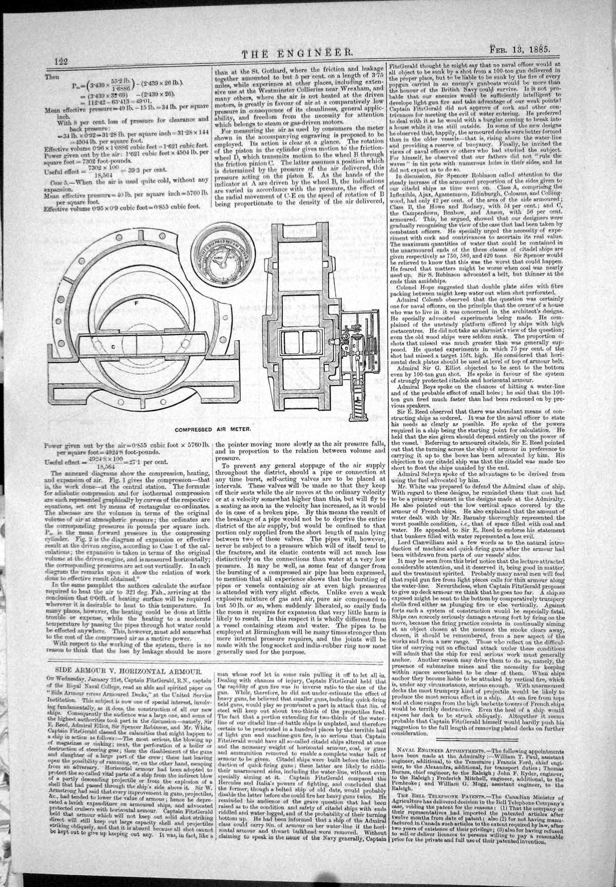 Antique Old Print Instruments Engineering 1885 Compressed Air Meter Machinery