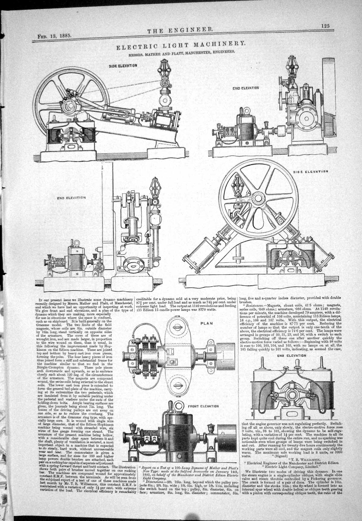 Old Engineering 1885 Electric Light Machinery Mather Platt Manchester Victorian