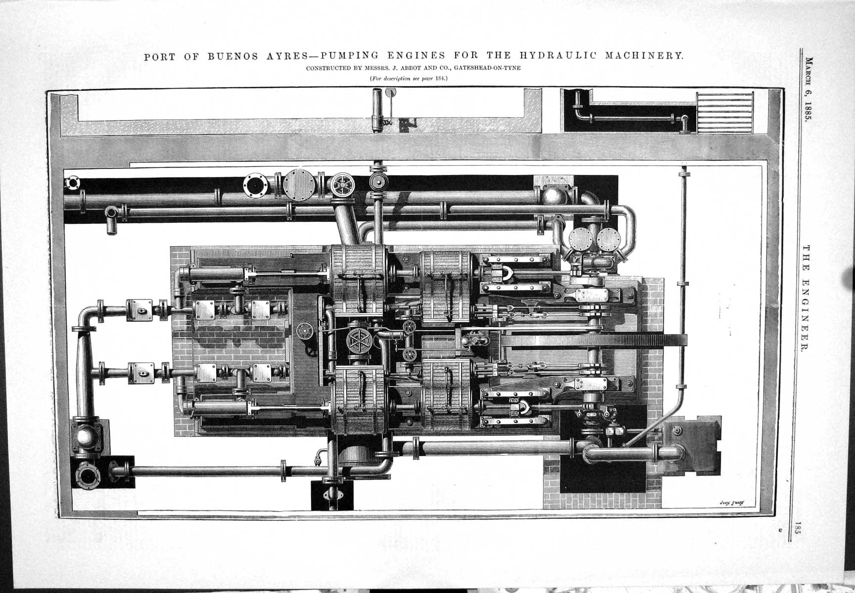 Old 1885 Port Buenos Ayres Pumping Engines Abbot Friction Slide Valve Victorian